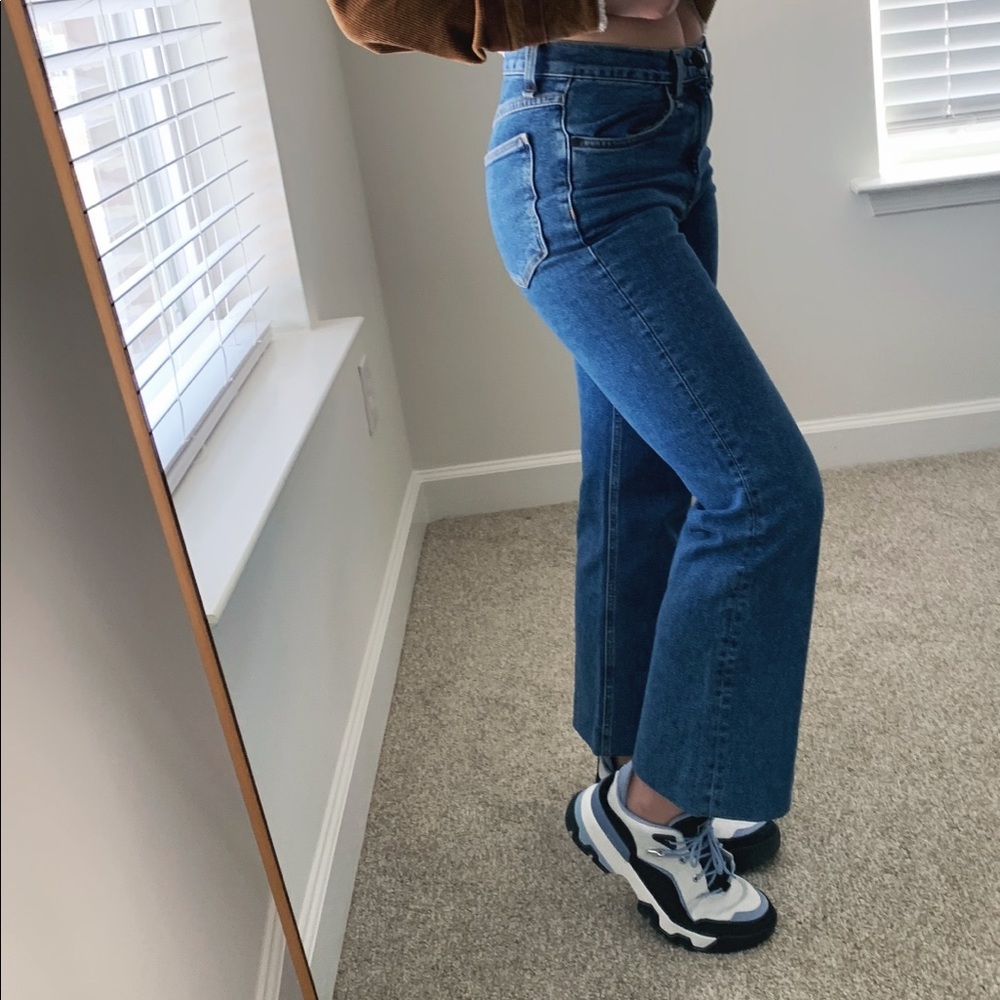 🍉RAG & BONE High Rise Straight Stretchy Jeans Crop Medium Wash Blue - Picture 6 of 16